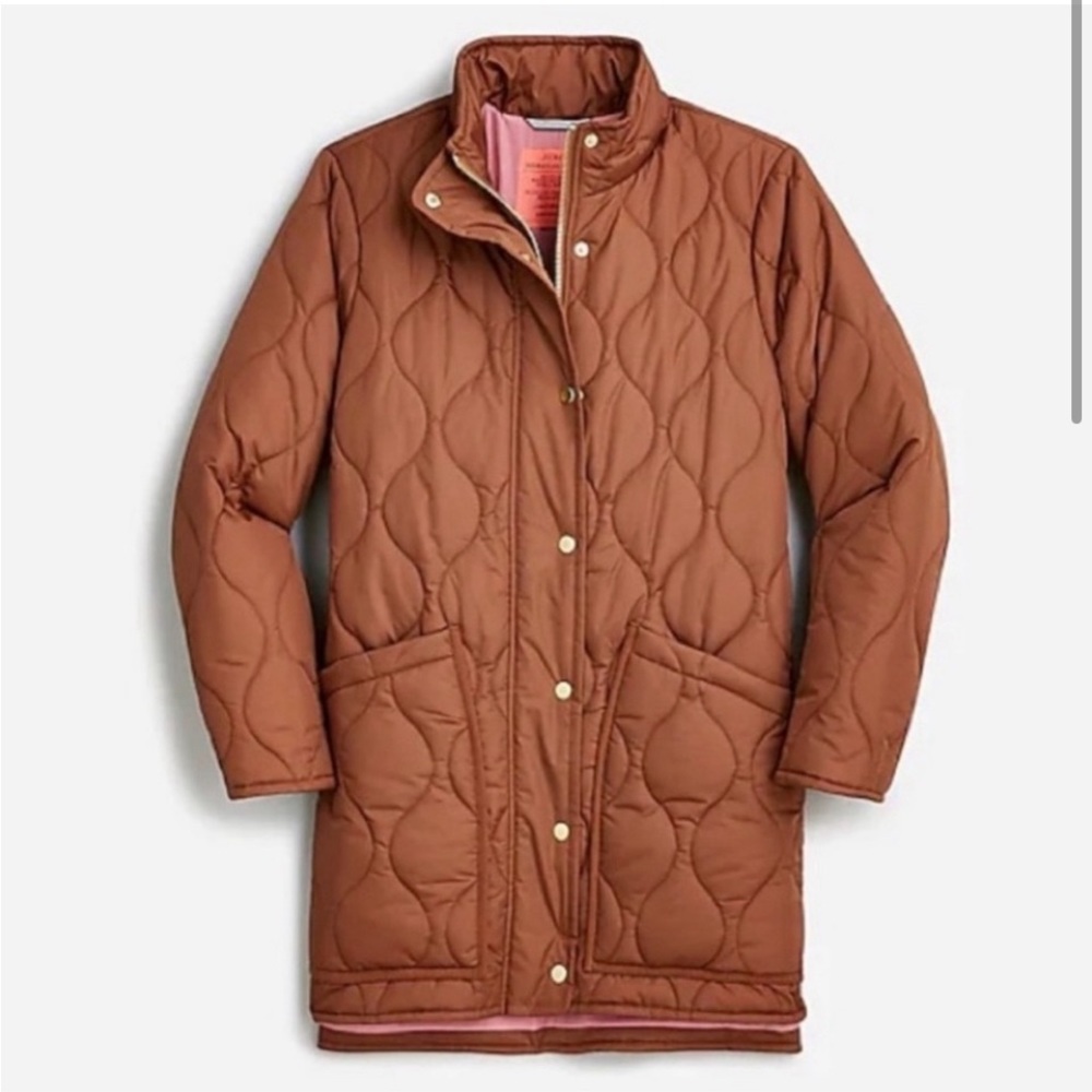J. Crew Quilted Cocoon Puffer Coat Dark Nutmeg XSP